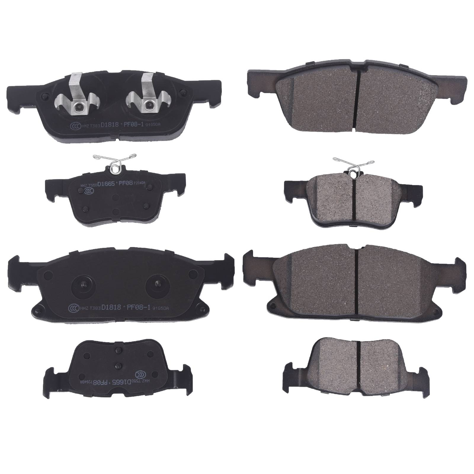 Sada 8 předních a zadních keramických brzdových destiček pro Ford Edge Lincoln MKX Nautilus 2015–2018 A0499A0078 angle 3