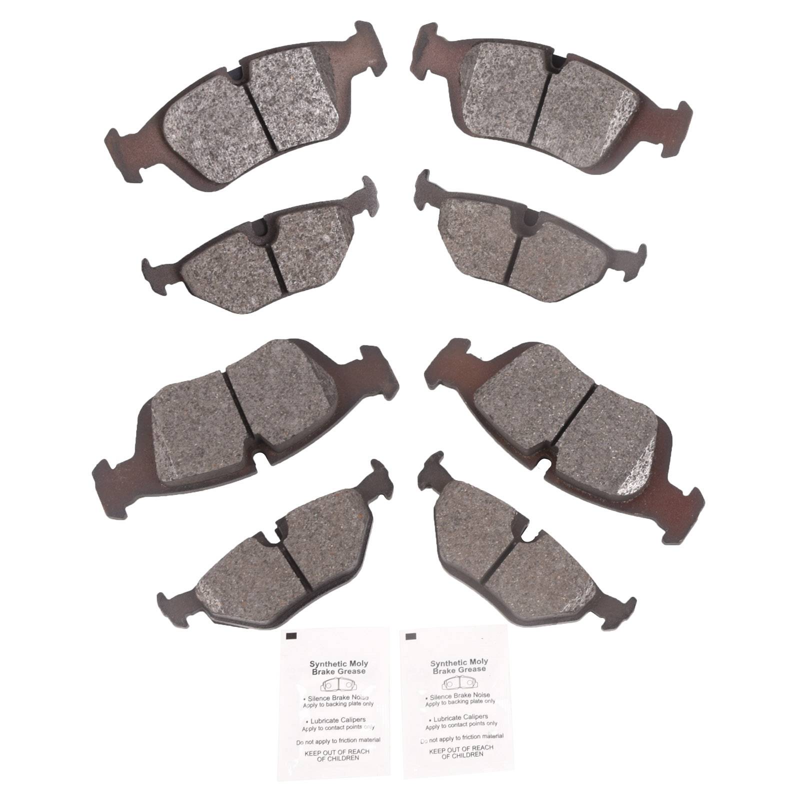 Sada 8 předních a zadních keramických brzdových destiček pro BMW 325i 325ci 2001–2005 A0451A0008 angle 2