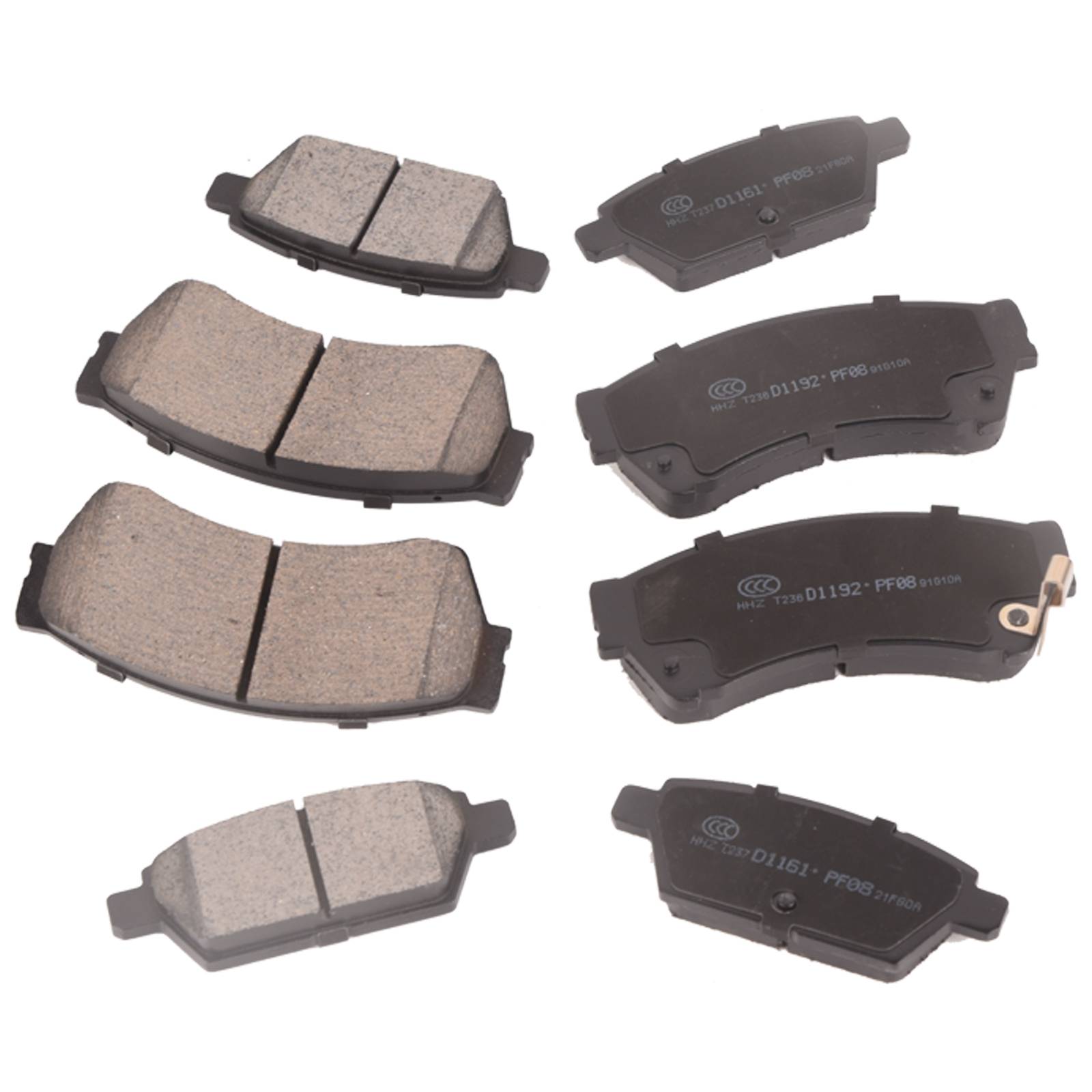 Sada 8 předních a zadních keramických brzdových destiček pro Ford Fusion Lincoln MKZ Mazda 6 2006–2012 A0499A0037 angle 3