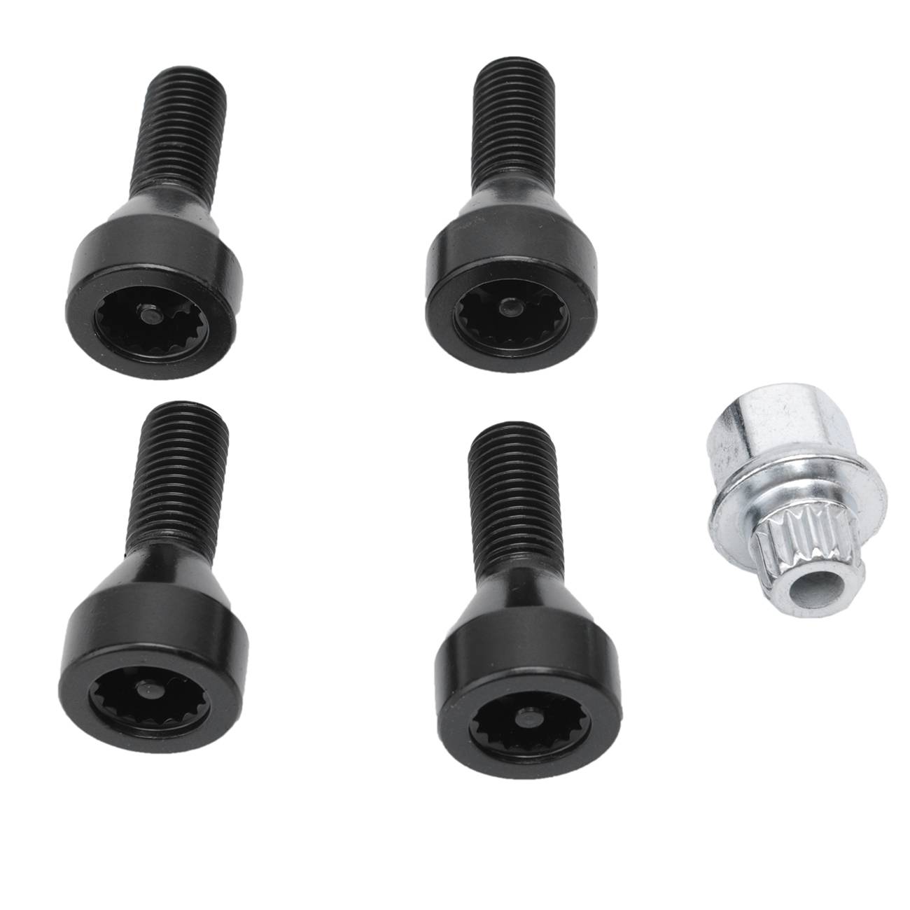 Sada zámků kol: 4 černé šrouby a 1 klíč, pro BMW E32 E34 3 5 7er a Mini 36136786419 angle 4