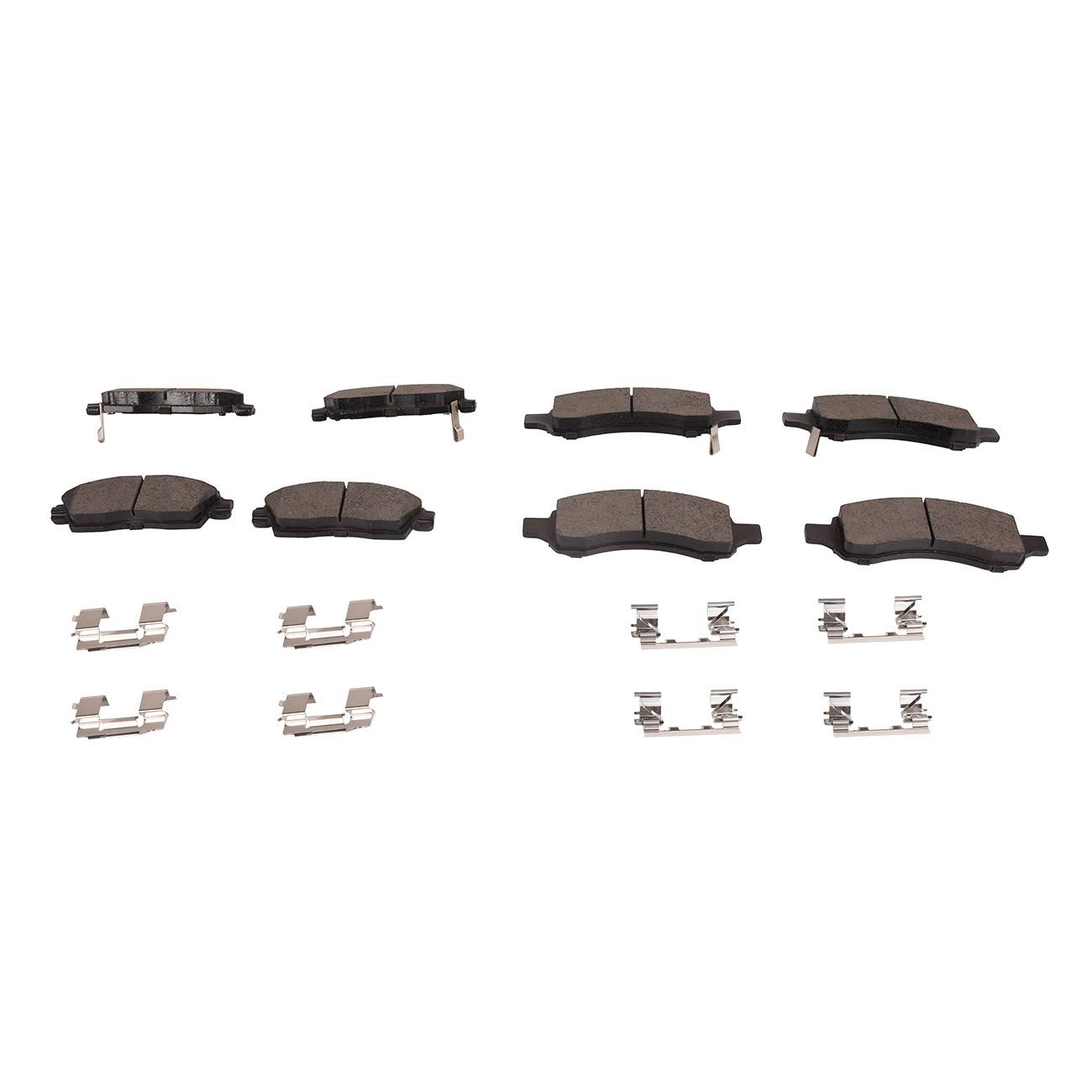 Sada 8 předních a zadních levých a pravých keramických brzdových destiček s pružinovými sponami pro Buick Enclave Chevy Traverse Acadia A0141A0190 angle 2