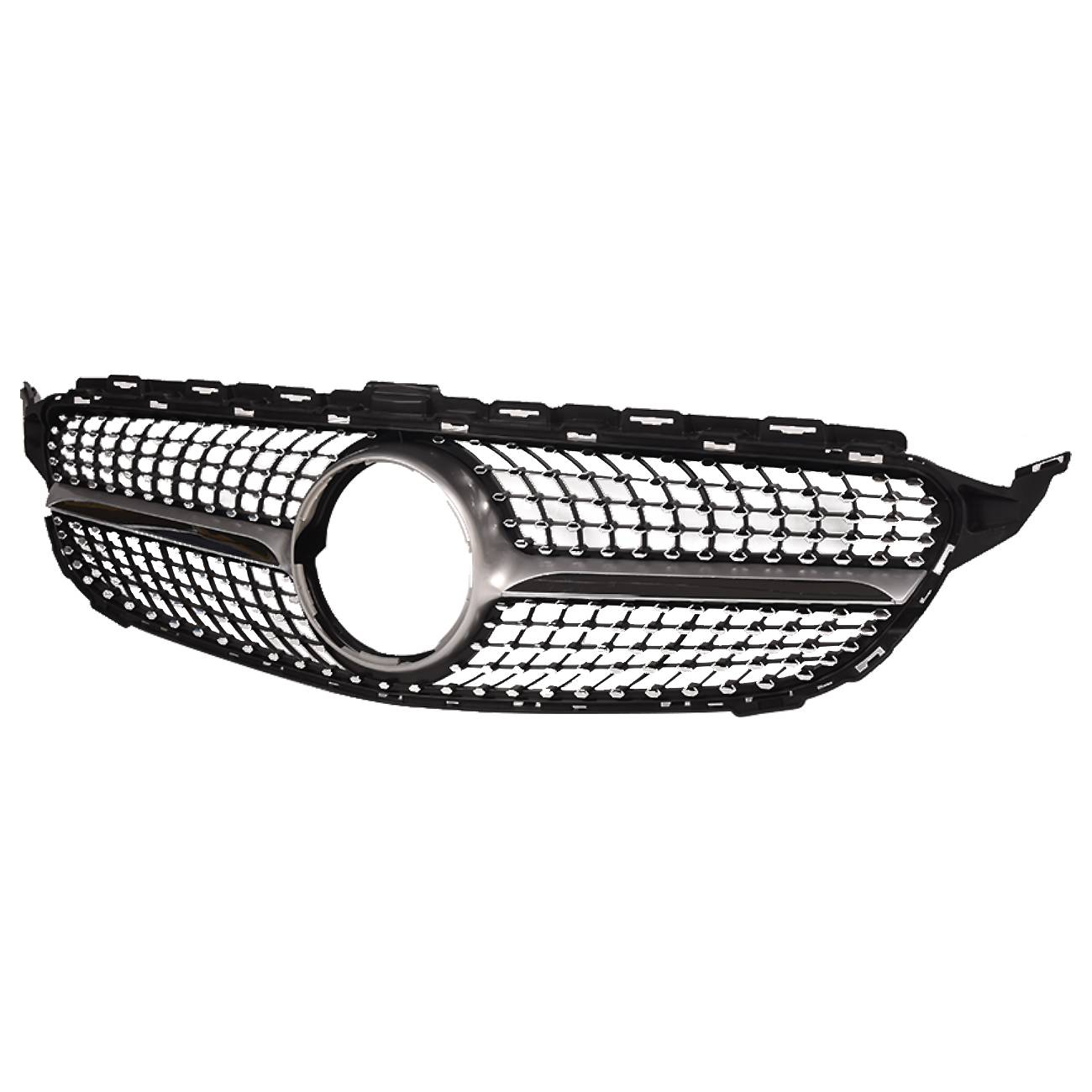 Matně černá přední mřížka chladiče s otvorem pro kameru pro Mercedes-Benz W205 C250 C300 C350 C400 2015–2018 A0231A0048 angle 2