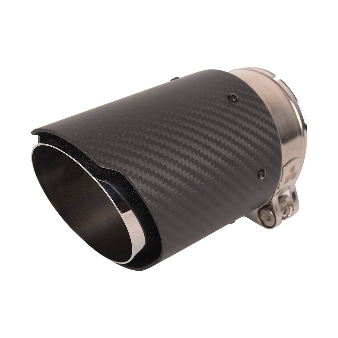 Univerzální koncovka výfuku z nerezové oceli a uhlíkového vlákna, vstup 67–70 mm, výstup 89 mm A0248A0015 angle 2