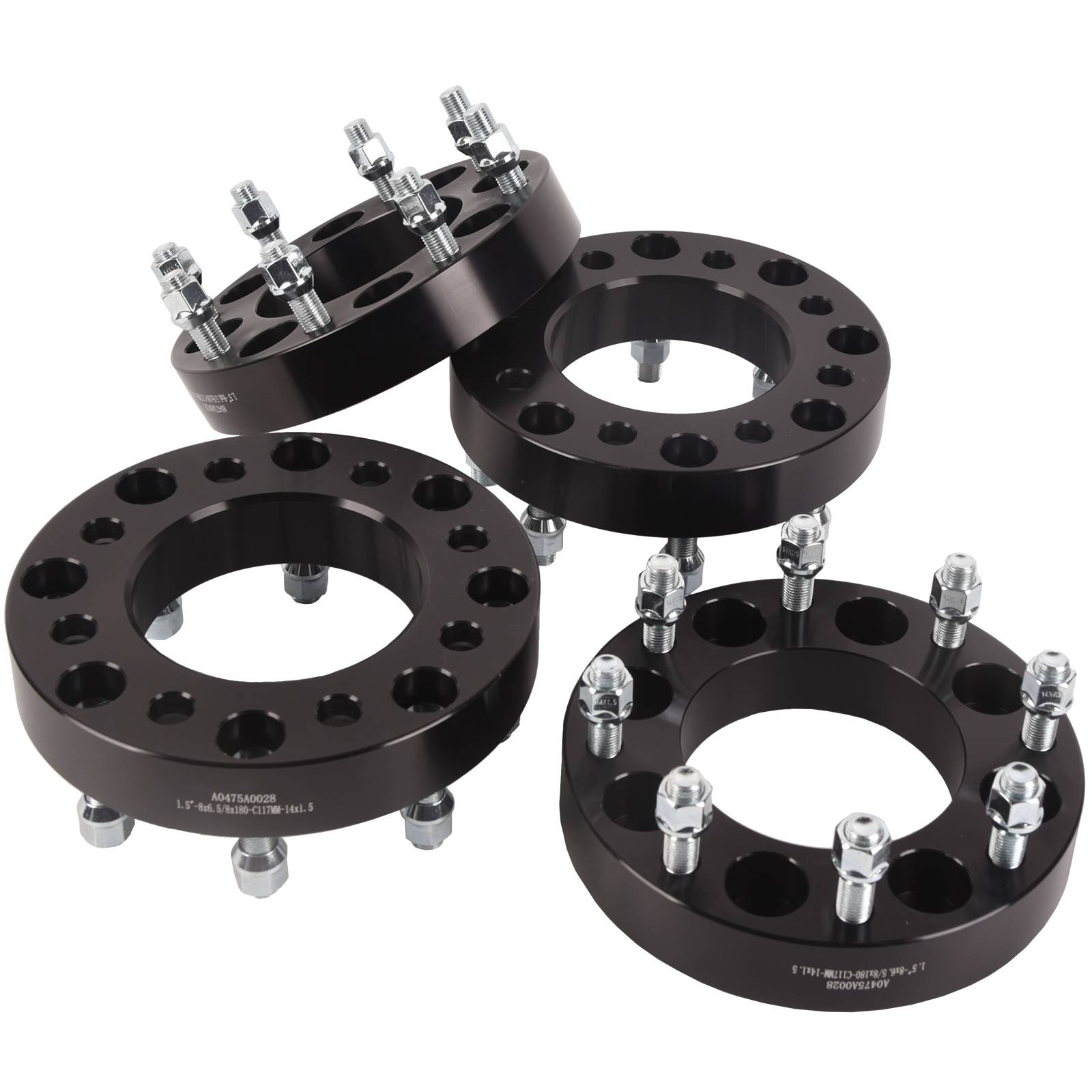 Černý adaptér kol 4 ks, tloušťka 1,5 palce, rozteč 8x165 na 8x180 pro Chevy Silverado 2500 HD GMC Sierra A0475A0028 angle 2