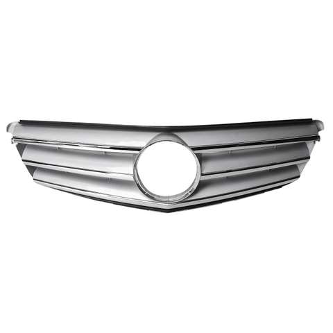 Nová sportovní přední mřížka chladiče stříbrná s podstavcem pro Mercedes W204 třídy C 2008–2014 ATPP1112118012